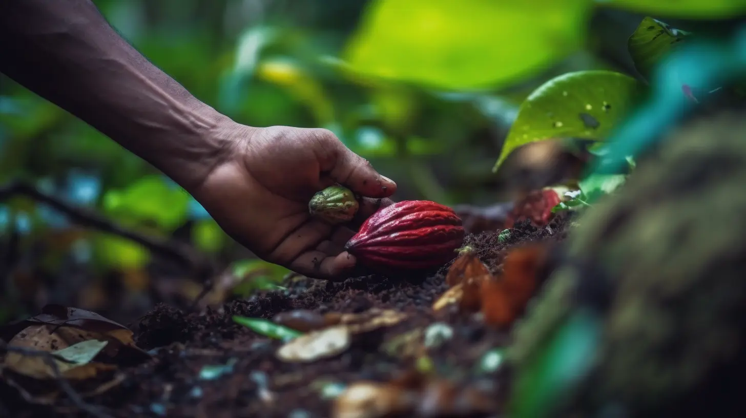 Agricultor recogiendo cacao